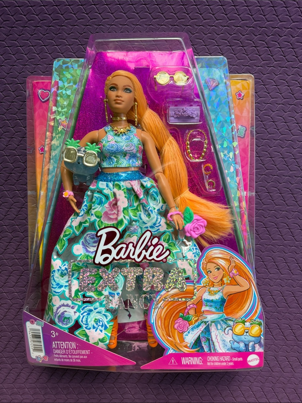 Barbie Extra Fancy Orange Hair Floral Dress